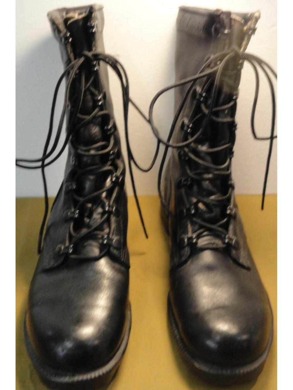 1987 US MILITARY RO-SEARCH BLACK POLISHED LEATHER COMBAT BOOTS 5R